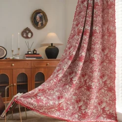 Jacquard Curtains 1 Panel with Tassels for Bedroom Living Room Windows Thermal Insulated Room Darkening Rod Pocket Curtains