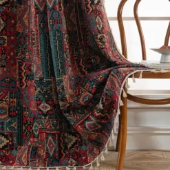 Jacquard Curtains 1 Panel with Tassels for Bedroom Living Room Windows Thermal Insulated Room Darkening Rod Pocket Curtains