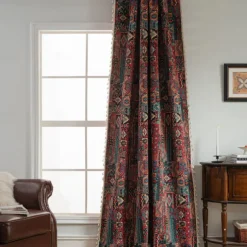 Jacquard Curtains 1 Panel with Tassels for Bedroom Living Room Windows Thermal Insulated Room Darkening Rod Pocket Curtains