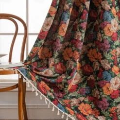 Jacquard Curtains 1 Panel with Tassels for Bedroom Living Room Windows Thermal Insulated Room Darkening Rod Pocket Curtains