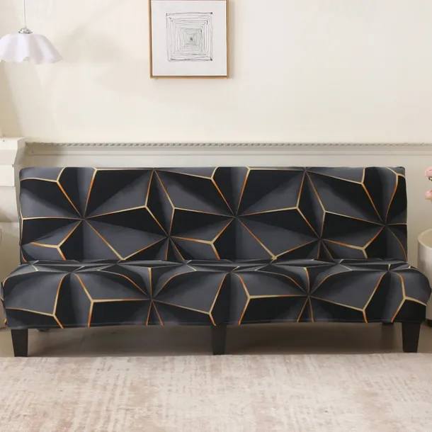 Jacquard Fabric Armless Sofa Bed Cover Sofa New Year Decor Slipcovers Stretch Protector Elastic Bench Cover