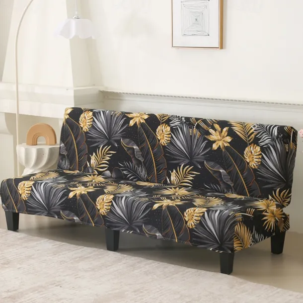 Jacquard Fabric Armless Sofa Bed Cover Sofa New Year Decor Slipcovers Stretch Protector Elastic Bench Cover