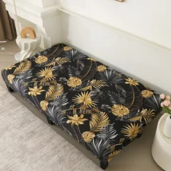 Jacquard Fabric Armless Sofa Bed Cover Sofa New Year Decor Slipcovers Stretch Protector Elastic Bench Cover
