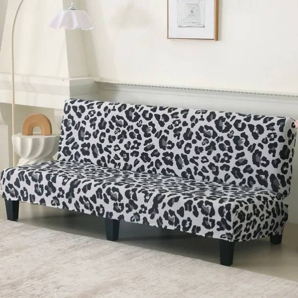 Jacquard Fabric Armless Sofa Bed Cover Sofa New Year Decor Slipcovers Stretch Protector Elastic Bench Cover