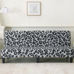 Jacquard Fabric Armless Sofa Bed Cover Sofa New Year Decor Slipcovers Stretch Protector Elastic Bench Cover