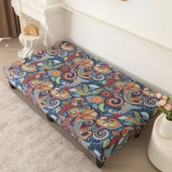 Jacquard Fabric Armless Sofa Bed Cover Sofa New Year Decor Slipcovers Stretch Protector Elastic Bench Cover