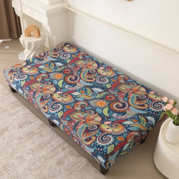 Jacquard Fabric Armless Sofa Bed Cover Sofa New Year Decor Slipcovers Stretch Protector Elastic Bench Cover