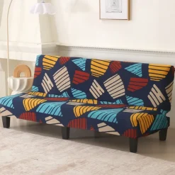 Jacquard Fabric Armless Sofa Bed Cover Sofa New Year Decor Slipcovers Stretch Protector Elastic Bench Cover
