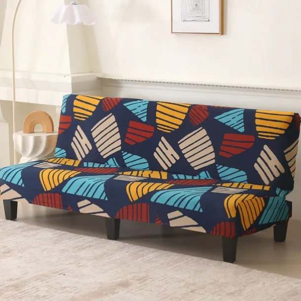 Jacquard Fabric Armless Sofa Bed Cover Sofa New Year Decor Slipcovers Stretch Protector Elastic Bench Cover