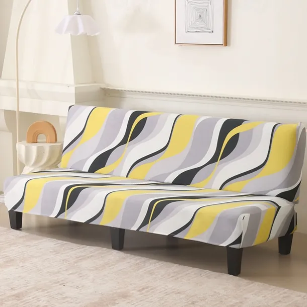 Jacquard Fabric Armless Sofa Bed Cover Sofa New Year Decor Slipcovers Stretch Protector Elastic Bench Cover