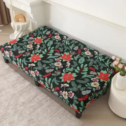 Jacquard Fabric Armless Sofa Bed Cover Sofa New Year Decor Slipcovers Stretch Protector Elastic Bench Cover