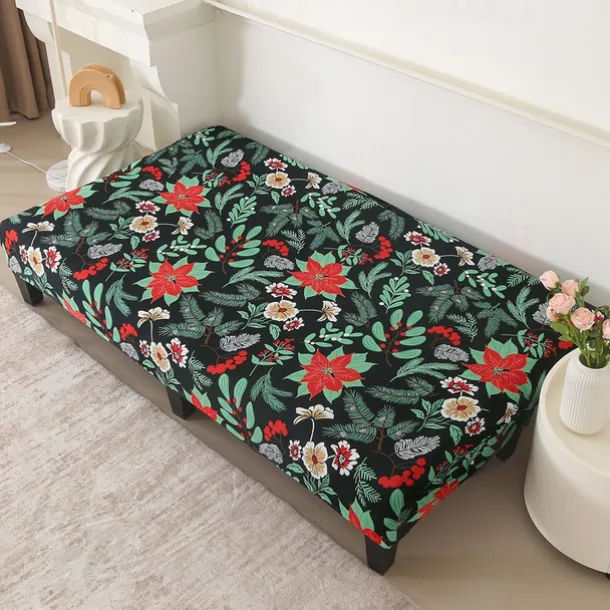 Jacquard Fabric Armless Sofa Bed Cover Sofa New Year Decor Slipcovers Stretch Protector Elastic Bench Cover