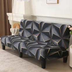 Jacquard Fabric Armless Sofa Bed Cover Sofa New Year Decor Slipcovers Stretch Protector Elastic Bench Cover