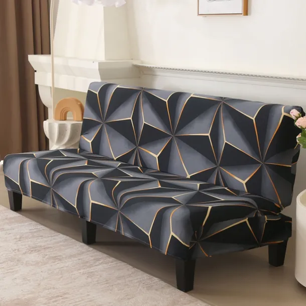 Jacquard Fabric Armless Sofa Bed Cover Sofa New Year Decor Slipcovers Stretch Protector Elastic Bench Cover