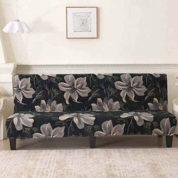 Jacquard Fabric Armless Sofa Bed Cover Sofa New Year Decor Slipcovers Stretch Protector Elastic Bench Cover