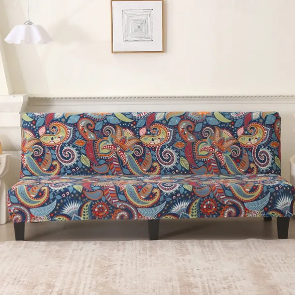 Jacquard Fabric Armless Sofa Bed Cover Sofa New Year Decor Slipcovers Stretch Protector Elastic Bench Cover