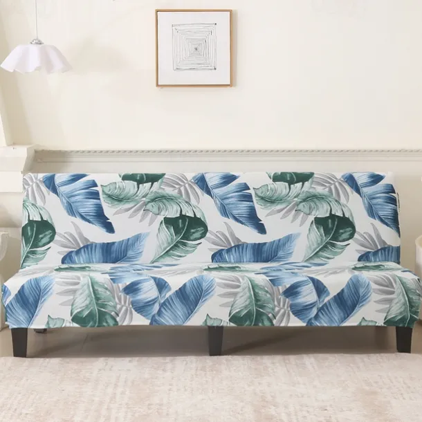 Jacquard Fabric Armless Sofa Bed Cover Sofa New Year Decor Slipcovers Stretch Protector Elastic Bench Cover