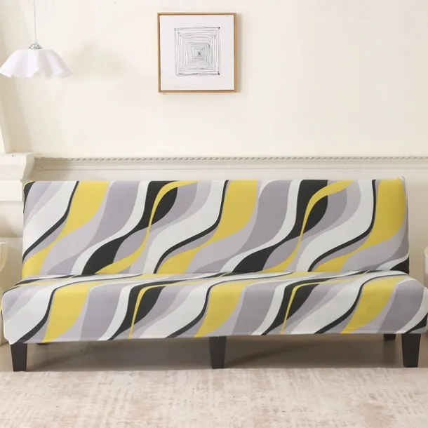 Jacquard Fabric Armless Sofa Bed Cover Sofa New Year Decor Slipcovers Stretch Protector Elastic Bench Cover