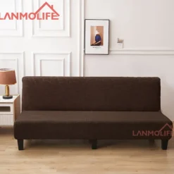 Jacquard Futon Slipcover Sofa bed cover Solid Color No Armrest sofa bed covers High Elastic Collapsible Furniture Protection covers
