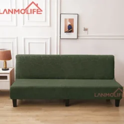 Jacquard Futon Slipcover Sofa bed cover Solid Color No Armrest sofa bed covers High Elastic Collapsible Furniture Protection covers