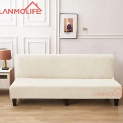 Jacquard Futon Slipcover Sofa bed cover Solid Color No Armrest sofa bed covers High Elastic Collapsible Furniture Protection covers