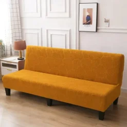 Jacquard Futon Slipcover Sofa bed cover Solid Color No Armrest sofa bed covers High Elastic Collapsible Furniture Protection covers