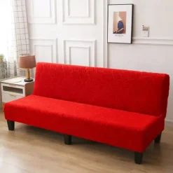 Jacquard Futon Slipcover Sofa bed cover Solid Color No Armrest sofa bed covers High Elastic Collapsible Furniture Protection covers