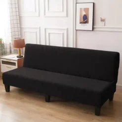 Jacquard Futon Slipcover Sofa bed cover Solid Color No Armrest sofa bed covers High Elastic Collapsible Furniture Protection covers
