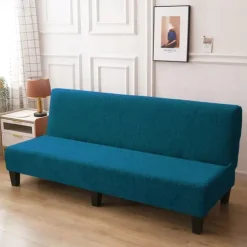 Jacquard Futon Slipcover Sofa bed cover Solid Color No Armrest sofa bed covers High Elastic Collapsible Furniture Protection covers