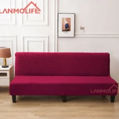 Jacquard Futon Slipcover Sofa bed cover Solid Color No Armrest sofa bed covers High Elastic Collapsible Furniture Protection covers