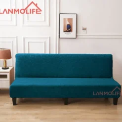 Jacquard Futon Slipcover Sofa bed cover Solid Color No Armrest sofa bed covers High Elastic Collapsible Furniture Protection covers