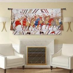 Jacquard Woven Tapestry Gobelin Aubusson Tapestry Wall Hanging Bayeux Tapestry Loom Cotton Weave Living Room Bedroom Decoration(without Stick and Tassels)