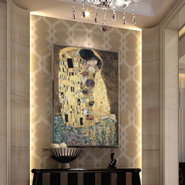 Jacquard Woven Tapestry Gobelin Aubusson Wall Hanging Klimt The Lover Loom Cotton Weave Living Room Bedroom Decoration(without Stick and Tassels)