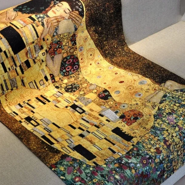 Jacquard Woven Tapestry Gobelin Aubusson Wall Hanging Klimt The Lover Loom Cotton Weave Living Room Bedroom Decoration(without Stick and Tassels)