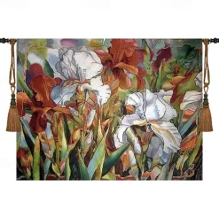 Jacquard Woven Tapestry Gobelin Aubusson Wall Art Hanging Aubusson Large Tapestry Reproduction Loom Cotton Weave Modern Poppies Belgian Tapestry (without tassels and rod)