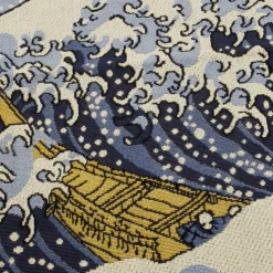 Jacquard Woven Tapestry Gobelin Aubusson Wall Art Hanging Large Tapestry Reproduction Loom Cotton Weave The Great Wave off Kanagawa Belgian Tapestry (without tassels and rod)