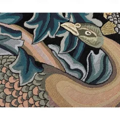 Jacquard Woven Tapestry Gobelin Aubusson Wall Art Hanging Large Tapestry Reproduction Loom Cotton Weave Forest Peacock Belgian Tapestry (without tassels and rod)