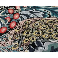 Jacquard Woven Tapestry Gobelin Aubusson Wall Art Hanging Large Tapestry Reproduction Loom Cotton Weave Forest Peacock Belgian Tapestry (without tassels and rod)