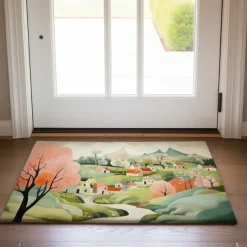 Japan Temple Floral Doormat Floor Mats Washable Rugs Kitchen Mat Non-Slip Oil Proof Rug Indoor Outdoor Mat Bedroom Decor Bathroom Mat Entrance Rug