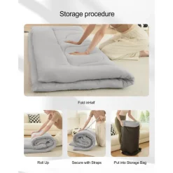 Japanese Futon MattressFloor Mattress Thicken Sleeping Mattress Foldable & Portable Roll Up Dormitory Mattress Tatami MatFullTwinQueenGrey