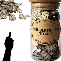 Jar of Middle Finger, Gift Middle Finger to Give, 100pcs Middle Finger in a Jar, Wooden Cutout Pattern Piece Bad Mood Vent Spoof Bag of DIY Craft Birthday, Anniversary, Holiday, Encouragement Gifts