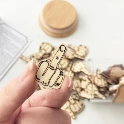 Jar of Middle Finger, Gift Middle Finger to Give, 100pcs Middle Finger in a Jar, Wooden Cutout Pattern Piece Bad Mood Vent Spoof Bag of DIY Craft Birthday, Anniversary, Holiday, Encouragement Gifts