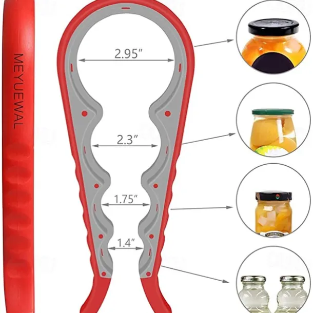 Jar Opener 5 in 1 Multi Function Can Opener Bottle Opener Kit with Silicone Handle Easy to Use for Children Elderly and Arthritis Sufferers