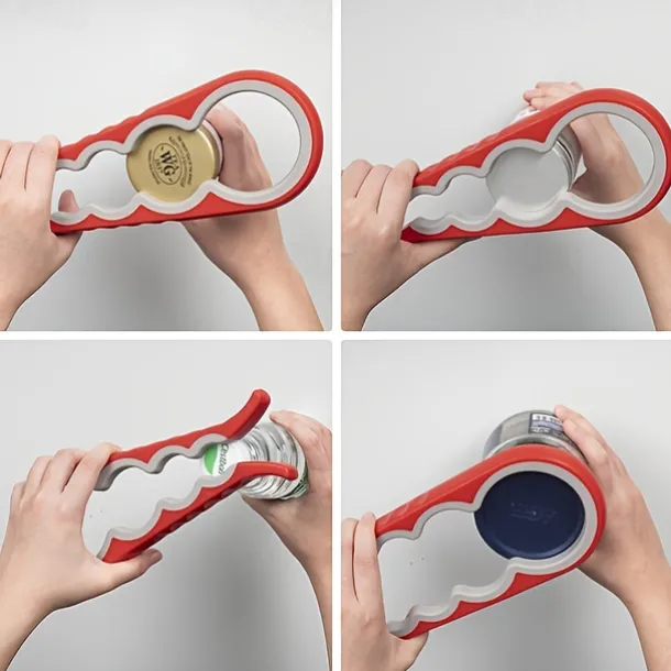Jar Opener 5 in 1 Multi Function Can Opener Bottle Opener Kit with Silicone Handle Easy to Use for Children Elderly and Arthritis Sufferers