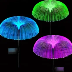 Jellyfish Solar Lights, 4-in-1 Outdoor Garden Solar Lights with Double-Layer Jellyfish Shape, IP65 Waterproof Butterfly Decorative Lights for Garden Patio Decor Lawn Yard Party Birthday Wedding