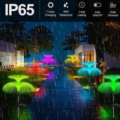 Jellyfish Solar Lights, 4-in-1 Outdoor Garden Solar Lights with Double-Layer Jellyfish Shape, IP65 Waterproof Butterfly Decorative Lights for Garden Patio Decor Lawn Yard Party Birthday Wedding