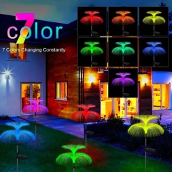 Jellyfish Solar Lights, 4-in-1 Outdoor Garden Solar Lights with Double-Layer Jellyfish Shape, IP65 Waterproof Butterfly Decorative Lights for Garden Patio Decor Lawn Yard Party Birthday Wedding