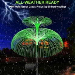 Jellyfish Solar Lights, 4-in-1 Outdoor Garden Solar Lights with Double-Layer Jellyfish Shape, IP65 Waterproof Butterfly Decorative Lights for Garden Patio Decor Lawn Yard Party Birthday Wedding