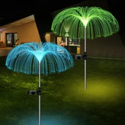 Jellyfish Solar Lights, 4-in-1 Outdoor Garden Solar Lights with Double-Layer Jellyfish Shape, IP65 Waterproof Butterfly Decorative Lights for Garden Patio Decor Lawn Yard Party Birthday Wedding