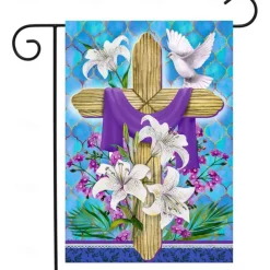 Jesus Garden Flag 12x18Inch Outdoor Decorations He is Risen Welcome Garden Patio Flag Flower Yard Flag Double Sided Holiday Outdoor Flags 1pc